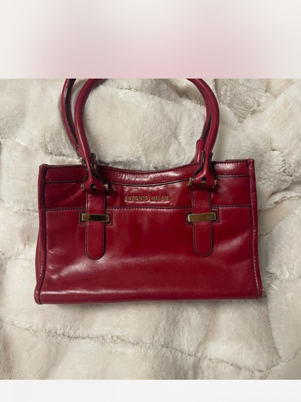 ANTONIO MELANI Red Leather Tote Bag